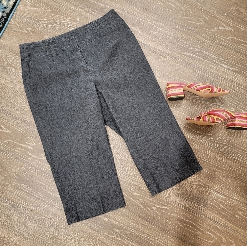 Sandro Woman size 14W Wide Leg Cropped Dark Wash denim pants